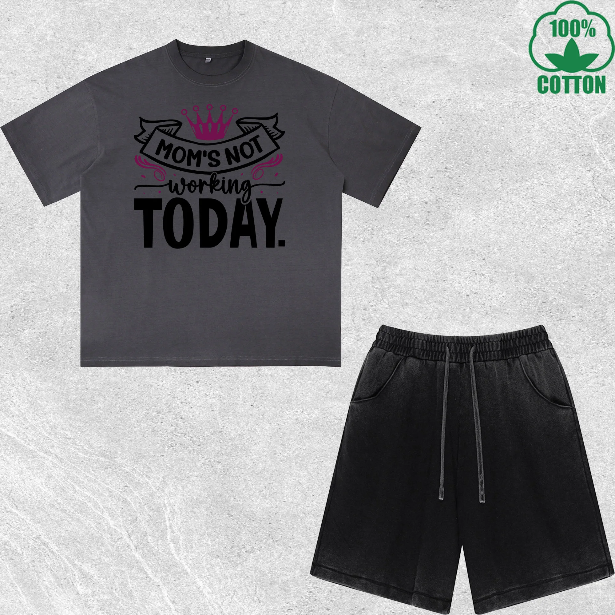

Mother Day Printed Dirty Wash T-Shirt Shorts Set Multicolor Combo Loose Trendy Fashionable 100%Cotton