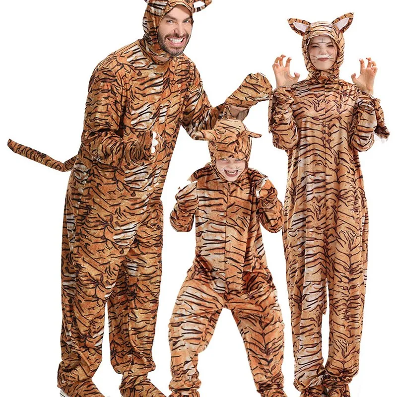 

Neutral Tiger Onesie Adult Costume Halloween Party Animal Parent-Child Bar Nightclub DS Corporate Year-end Celebration