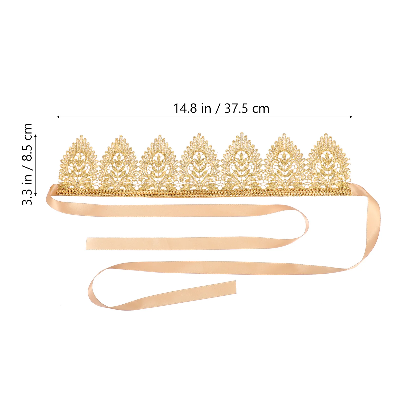 

Lace Headband Adjustable Fabric Children Princess Party Birthday Festival Stage Costume Hair Accessory For Kids Gold