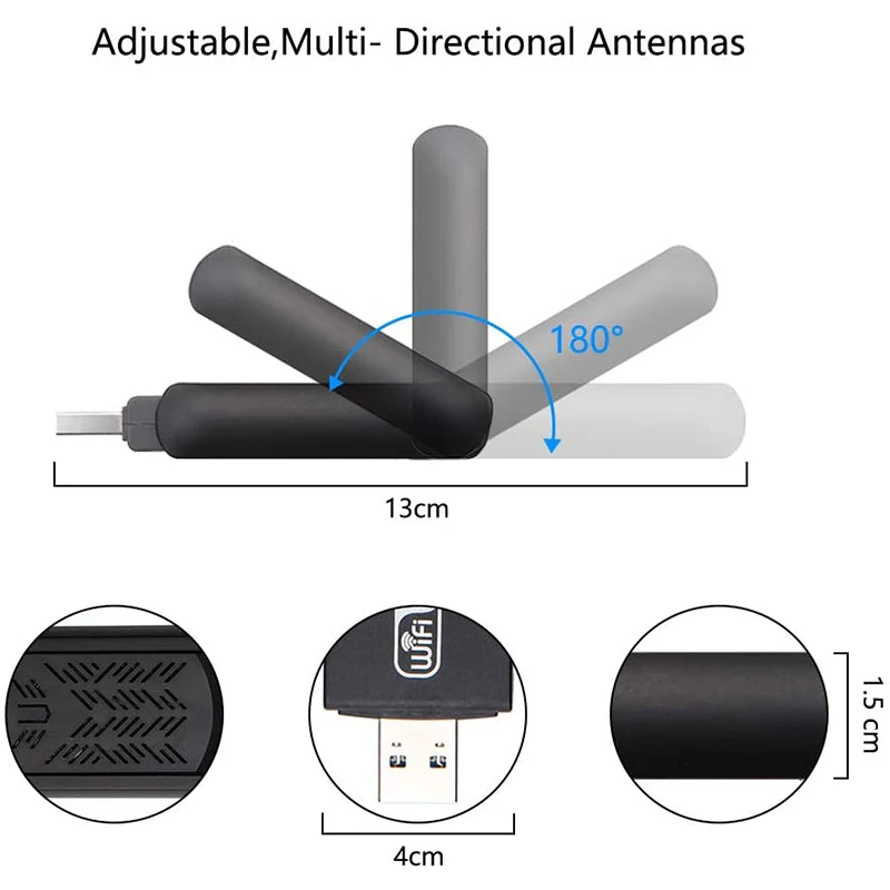 3.0 USB WiFi Adapter 1200Mbps Wireless Network Adapter WiFi Dongle Dual Band 2.4GHz 5GHz For Windows vista Mac 10.6-10.15 Linux