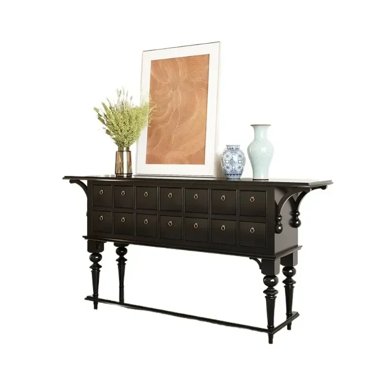 French retro entrance table American old multi-pump chest solid wood entrance cabinet restaurant storage