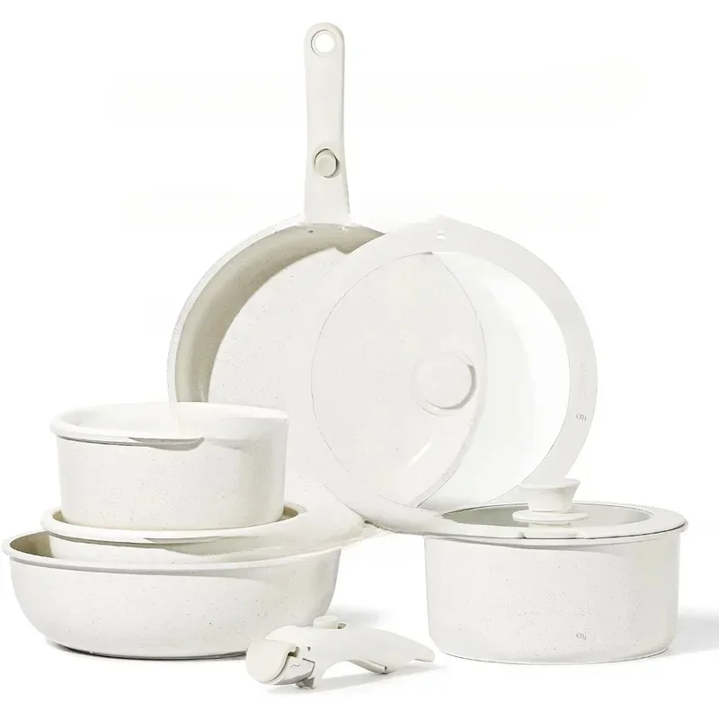 

Easy Cooking: non stick pot with detachable handle-11 piece set essential kitchen!