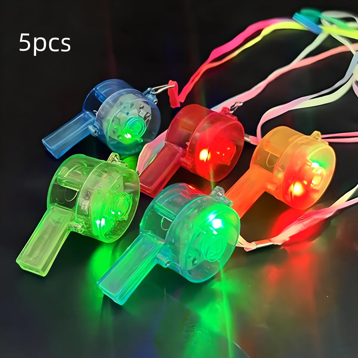 10pcs LED Luminous Whistle Colorful Flash Dazzling Whistle Bar Atmosphere Gathering Cheering Props Party Halloween Christmas