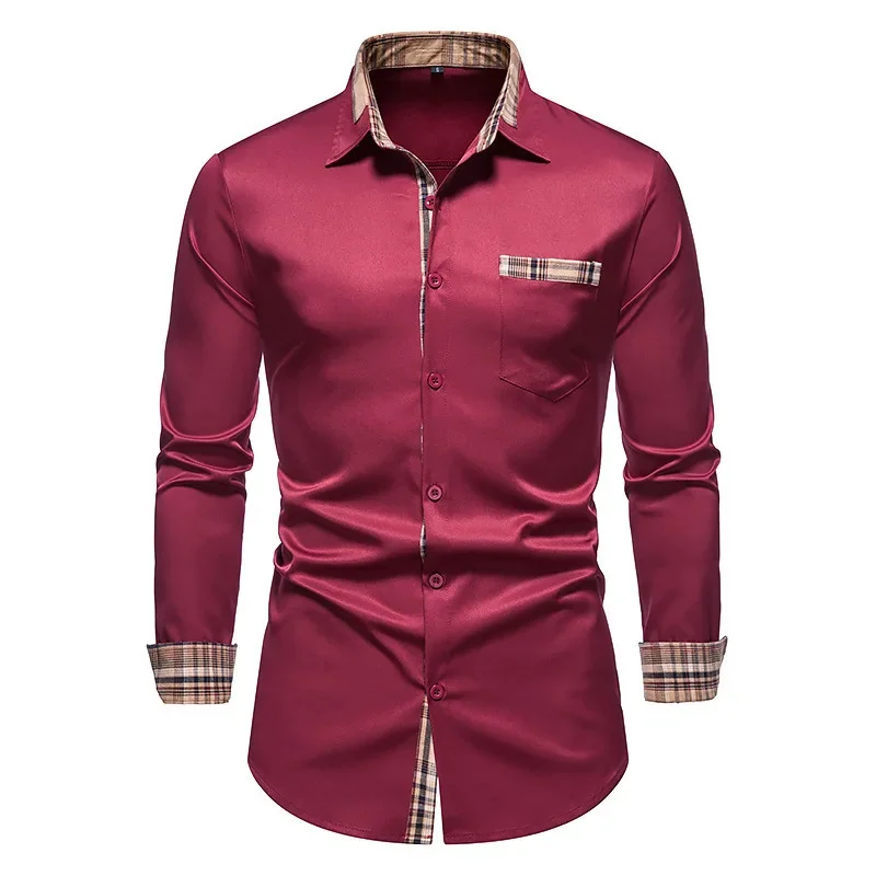 ชายเสื้ออย่างเป็นทางการเสื้อ SLIM FIT แขนยาวธุรกิจสํานักงานอย่างเป็นทางการเสื้อกระเป๋าเสื้อผู้ชายใหม่ Multicolor XS-6XL
