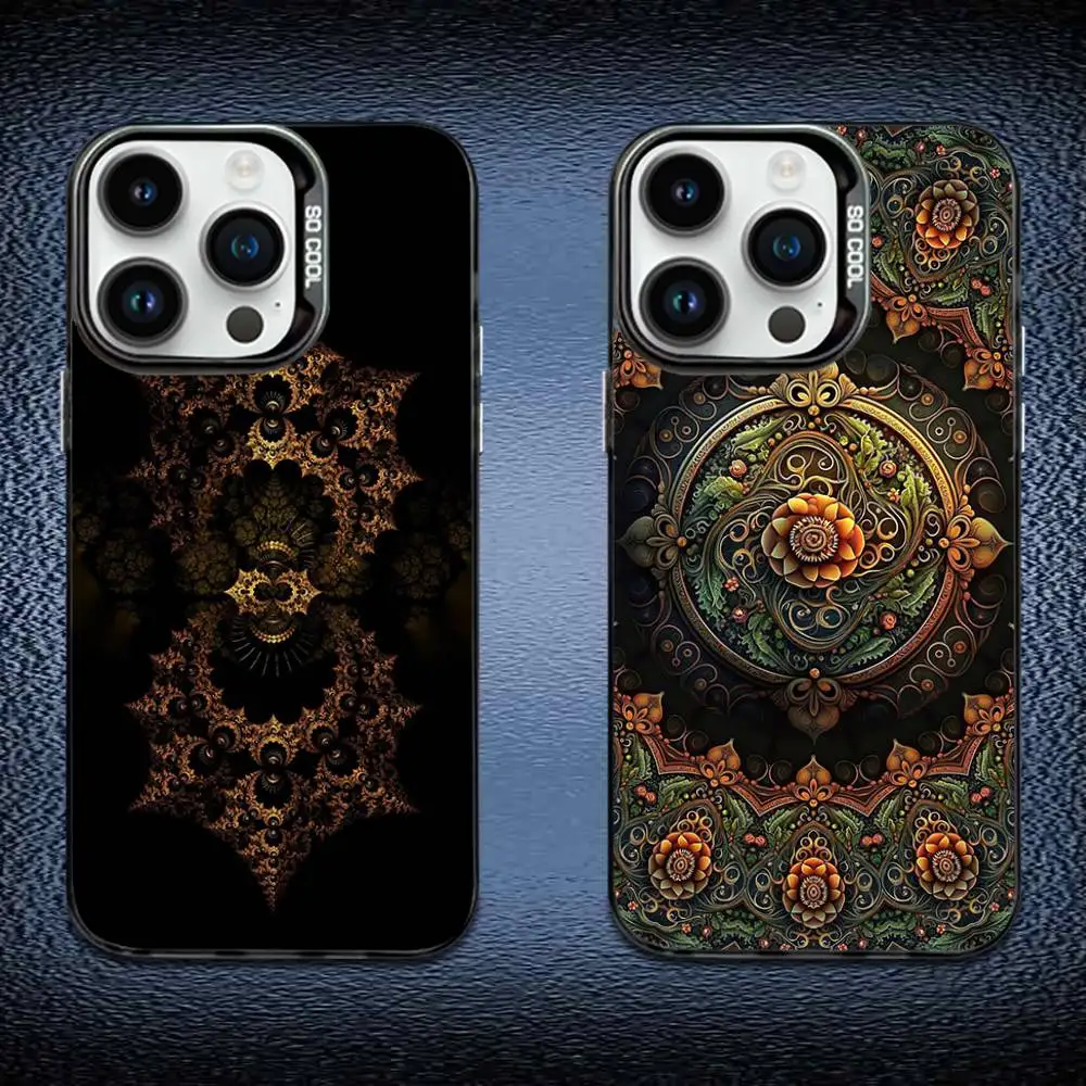 

Mandala Phone Case For iPhone 16,15,14,13,12,11,Mini,Pro,E,MAX Black Candy Matte Shockproof Cover