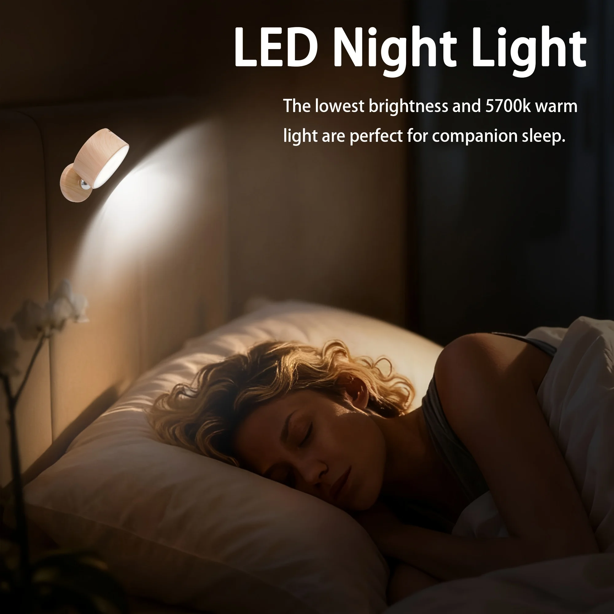 Magnetic Cordless Night Light 3 Color Temperatures & Dimmable Wall Lights 360° Rotation LED Wall Mounted Lights for Bedroom