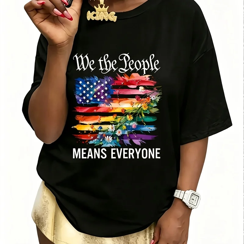 Means Everyone Rainbow Lgbt Gay Lesbian Women's 100% Cotton T-Shirt Short Sleeve Top Casual Round Neck Fun Print Tee S-5Xl