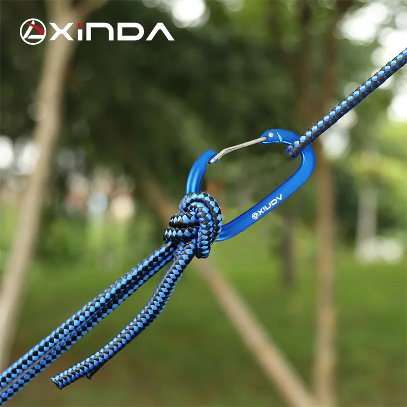 XINDA 16kN Rock Climbing Carabiner Clip D-Shape Screw Gate Lock Aluminum Alloy Keychain Outdoor Equipment