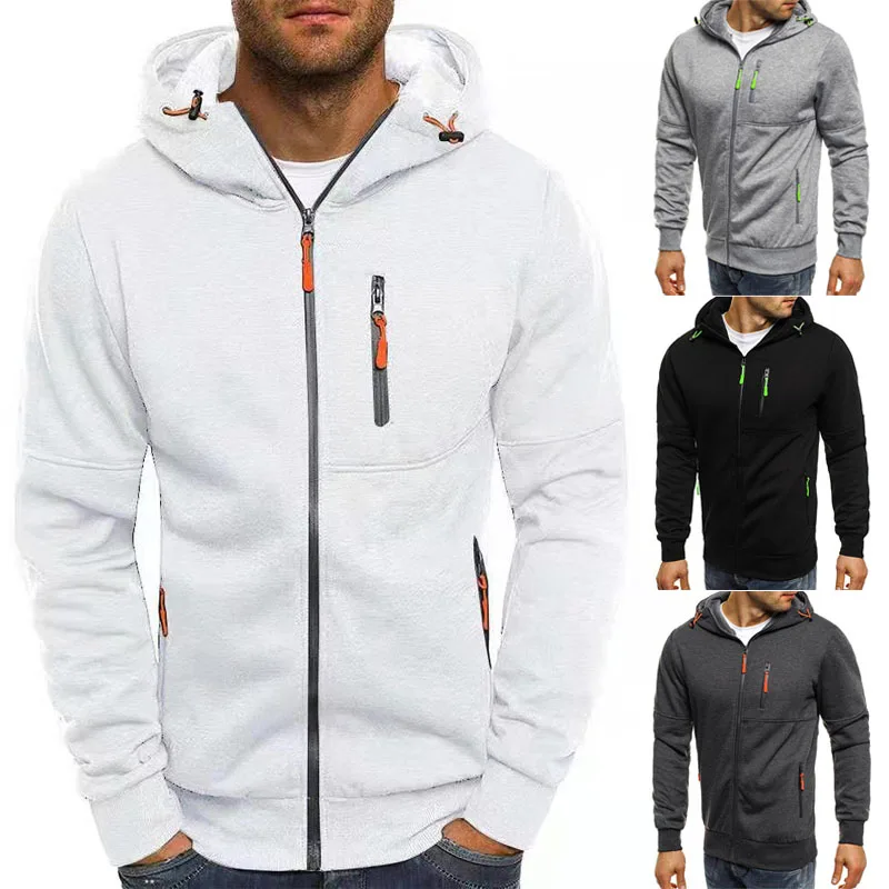 Immagine 3: Felpe con Cappuccio da Uomo, Felpe Casual Primaverili e Autunnali, Felpa con Zip e Cappuccio a Maniche Lunghe, Taglie M-4XL, Giacca con Cappuccio per Uomo