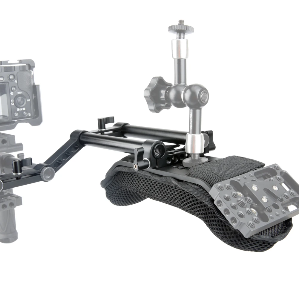 NICEYRIG Camera Shoulder Pad with 15mm Railblock and Aluminum Alloy Rods for DSLR Rig Video Camcorder Shoulder Support
