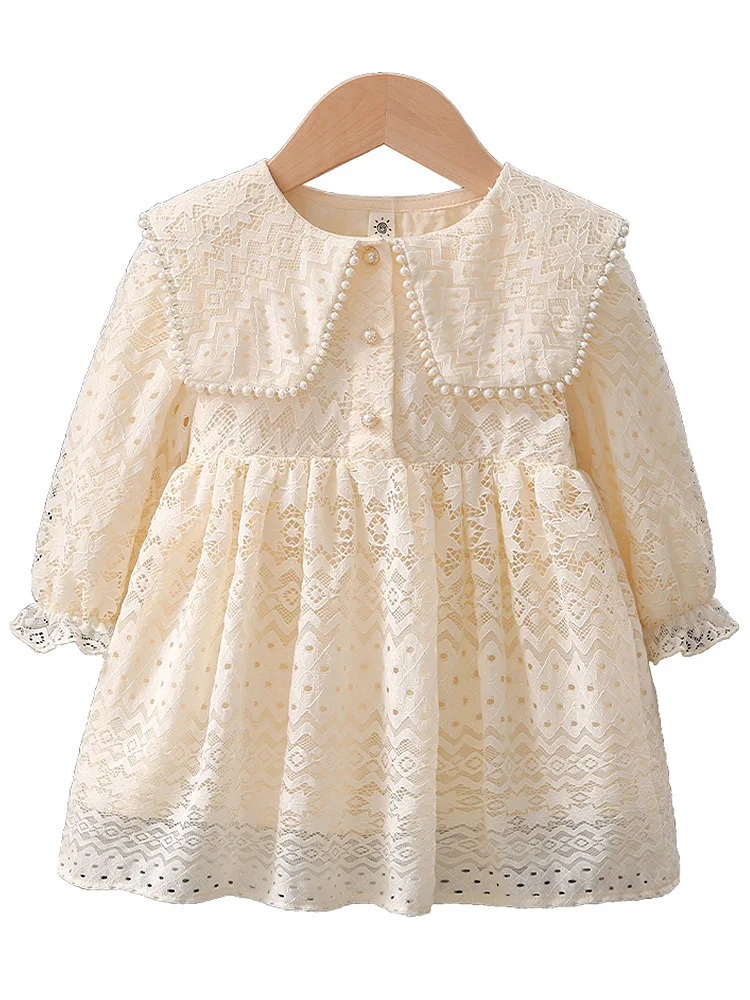 JENYA Toddler Kid Child Baby Girls White Dress Summer Pearl Lace Bow Princess Dresses Costumes Clothes Infant Dress