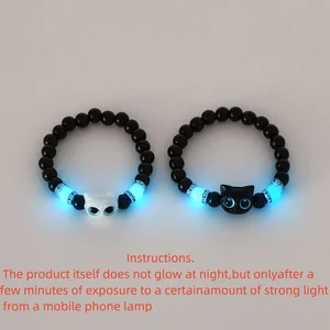 Bracelets Combining Couples Men Men Luminous Cat Friends Friends Black Black White Head of Cat Bracelets 6 Main Sales Black Cat - №5