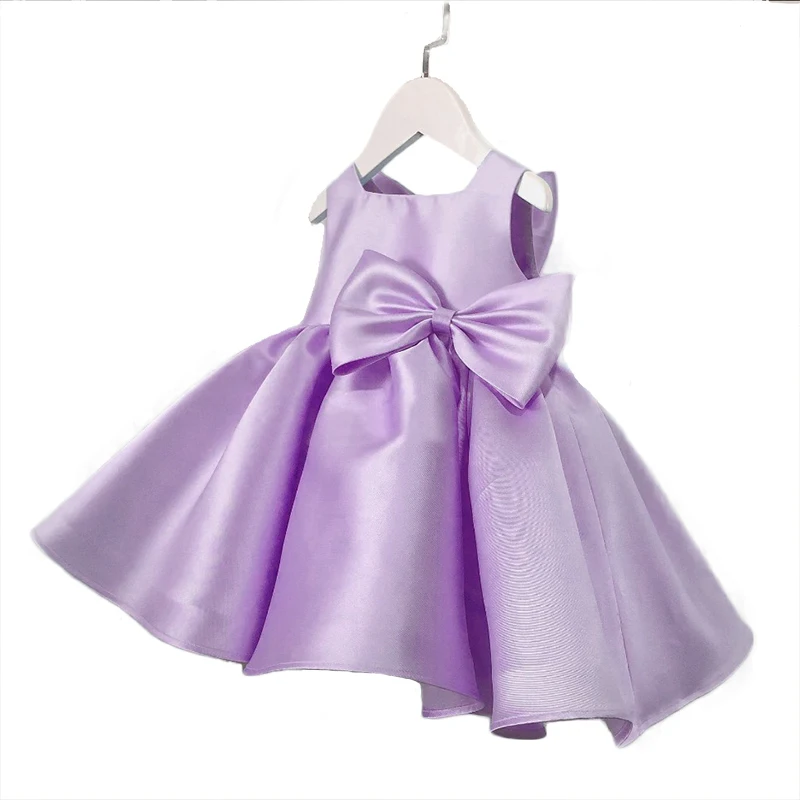 Customizable Flower Girl Dress for Wedding Party Satin Toddler Baby Girl's Birthday Ceremonies Princess Gown for 1-14Years Kids