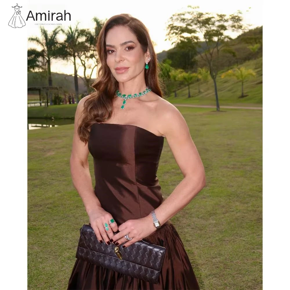 

Amirah Satin Luxurious Evening Dresses 2025 Custom Made Luxury Women's Elegant Party Dress Line A Ball Gowns Off-shoulder Prom