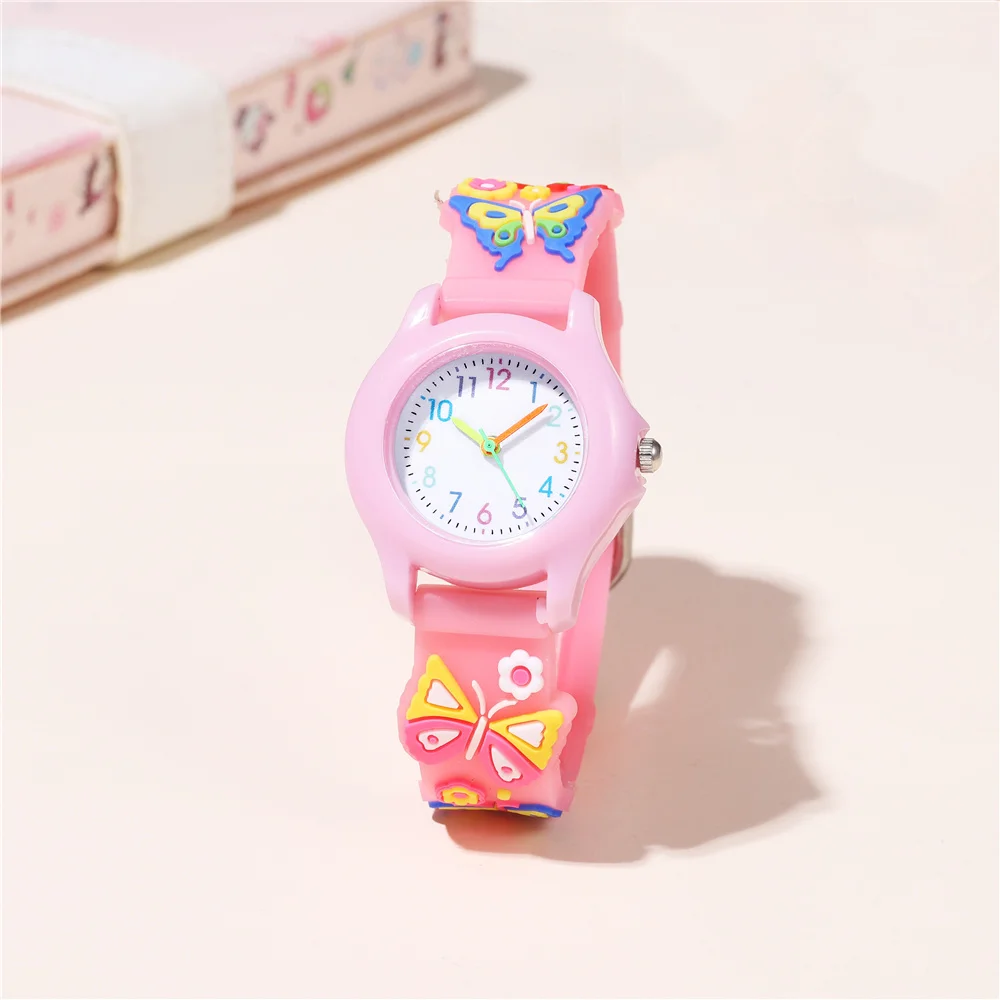 4 Colors Butterfly 3D Pattern Children's Watch For Girls Student Lovely Wristwatch Relogio