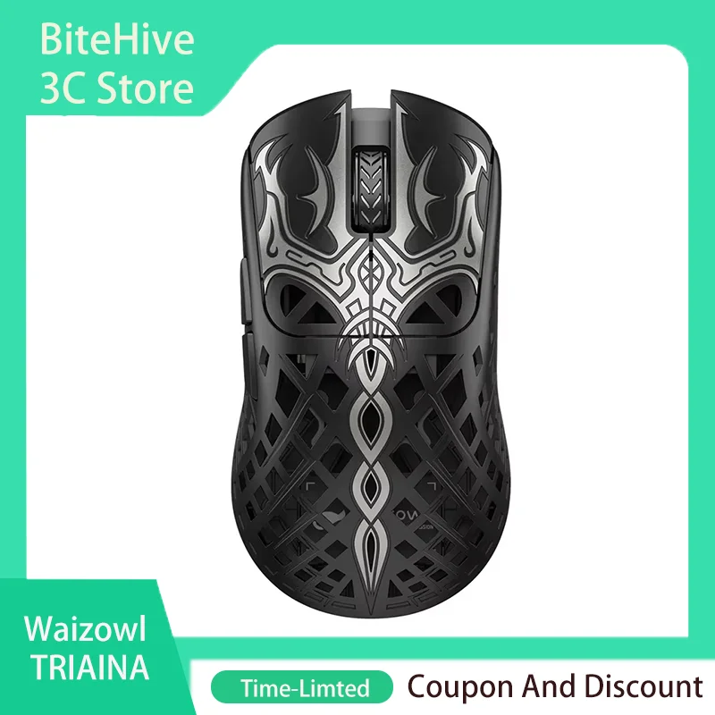 Waizowl TRIAINA Wireless Gaming Mouse Paw3950 TTC Optical Microswitch 0.8mm Patch Thickness  Nordic 54L15 Ergonomic E-sports