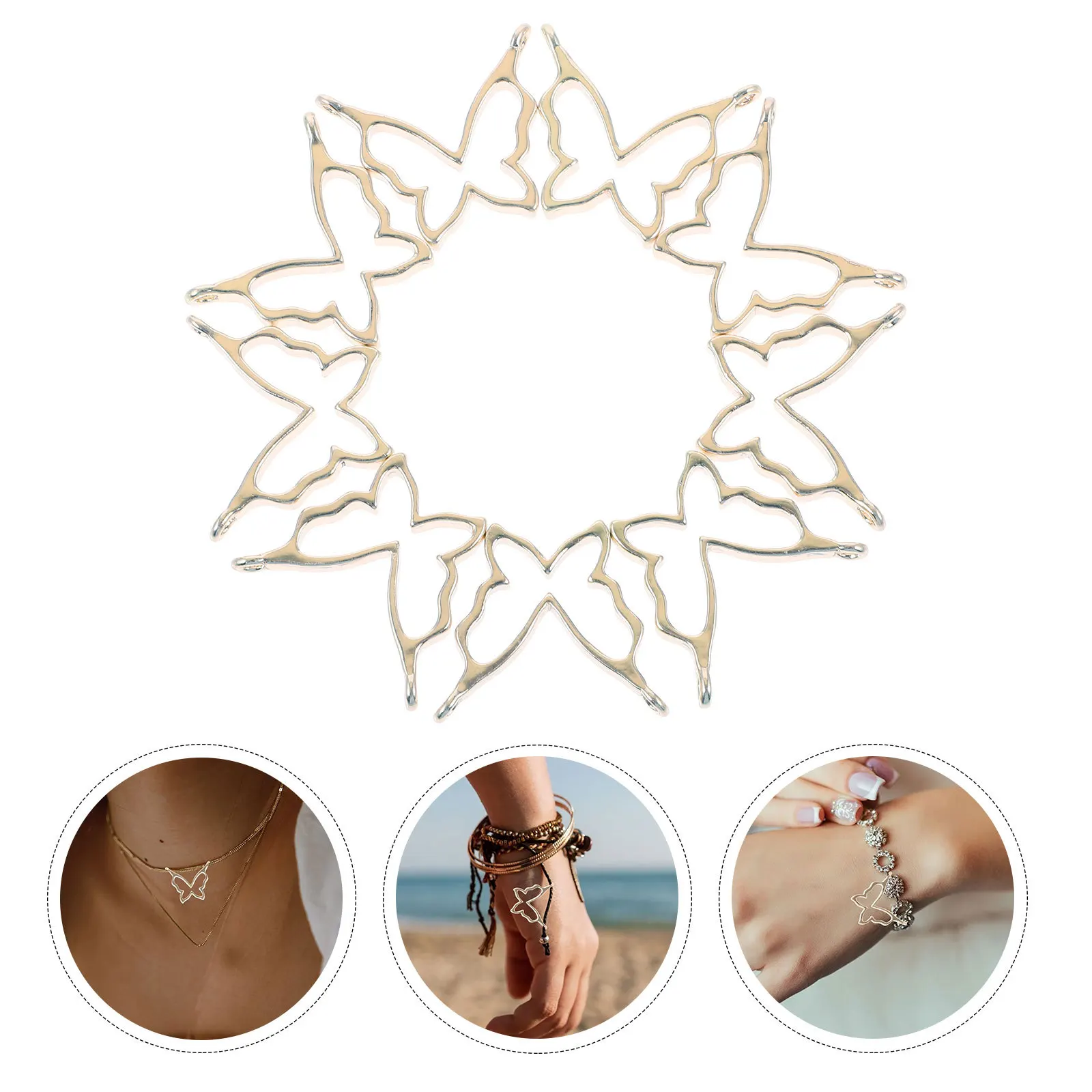 10 قطعة المعلقات المعدنية المفتوحة فراشة الحافة DIY بها بنفسك صنع المجوهرات السحر الراتنج الإطار قلادة سوار أقراط القرط السحر