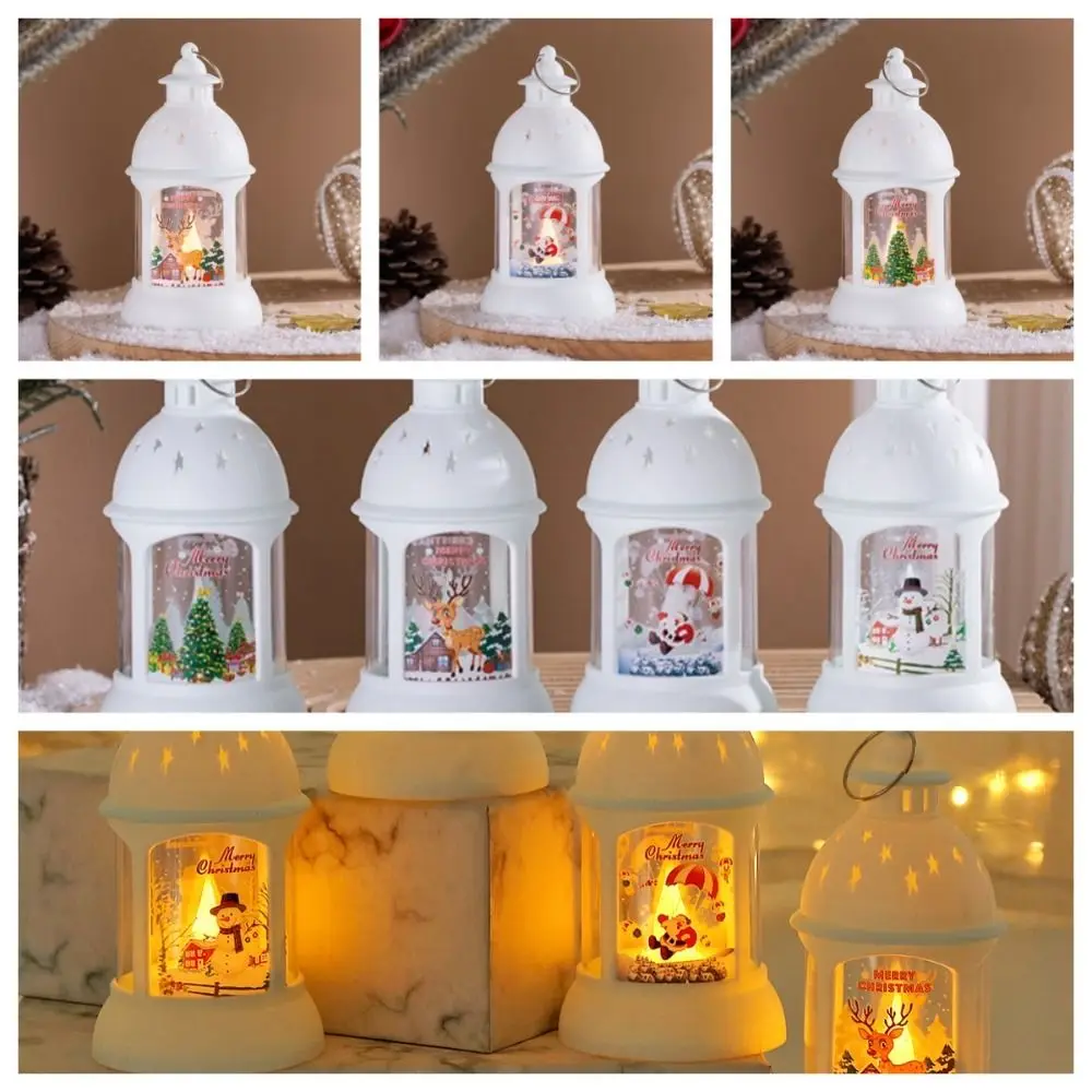 Candlestick Christmas Wind Lamp Christmas Tree Snowman Christmas Castle Lantern Elk deer LED Santa Hanging Lamp