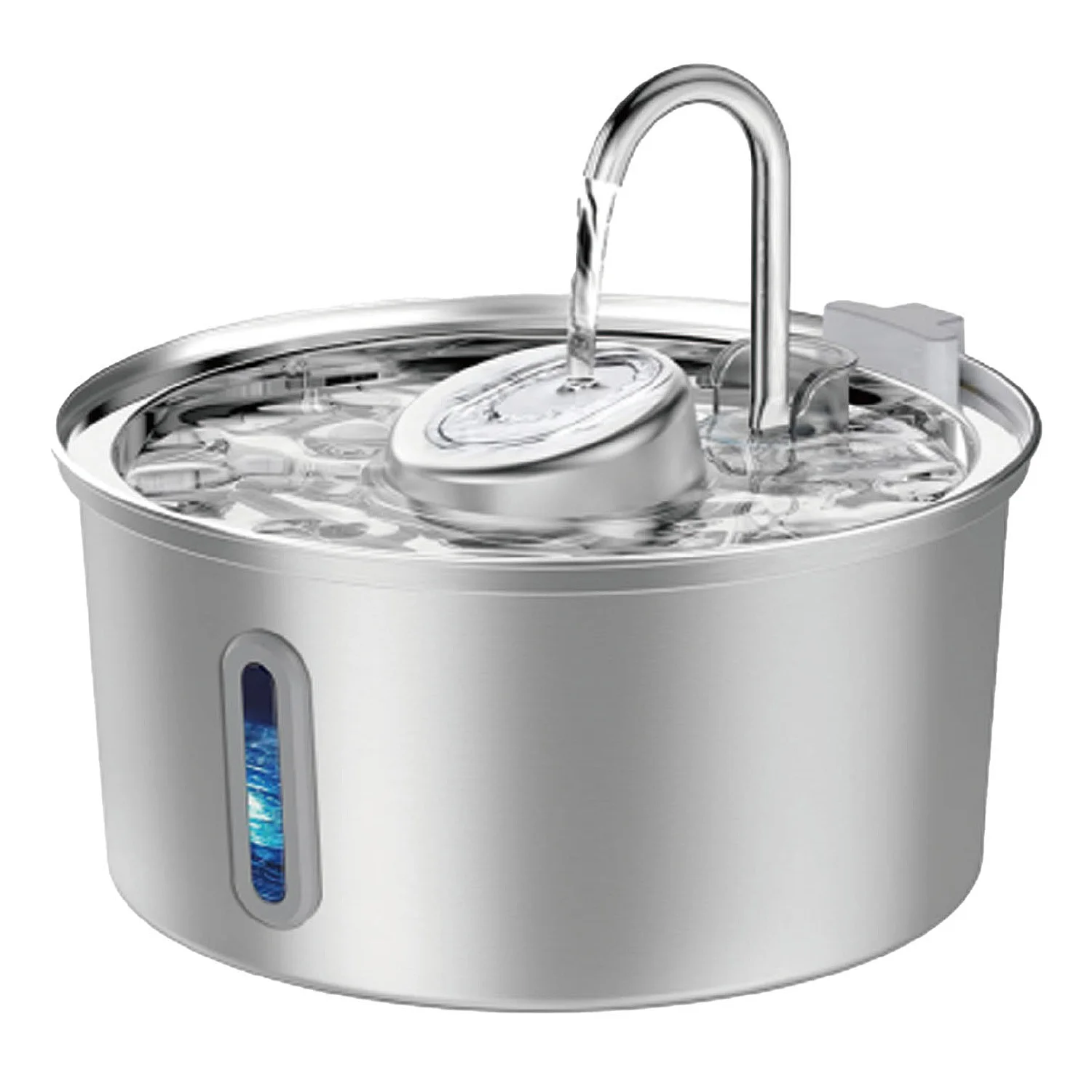 3.2L Stainless Steel Pet Water Fountain With Visible Window Filtration System Automatic Cat Fountain for Cats/Dogs Drinking Bowl