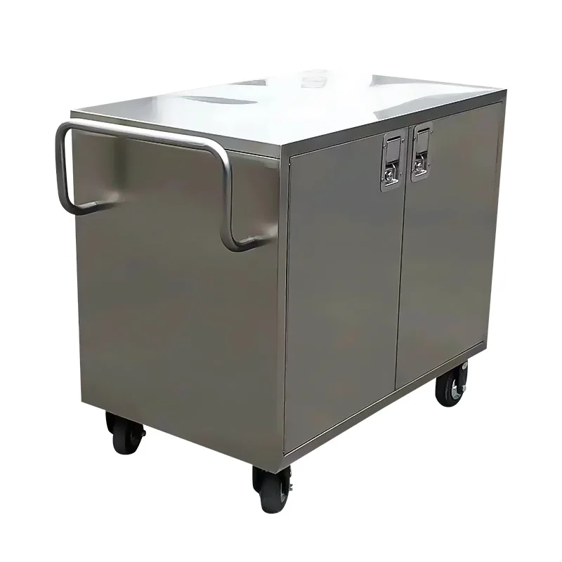 Double-layer dirt recovery cart, stainless steel sealed lower delivery cart