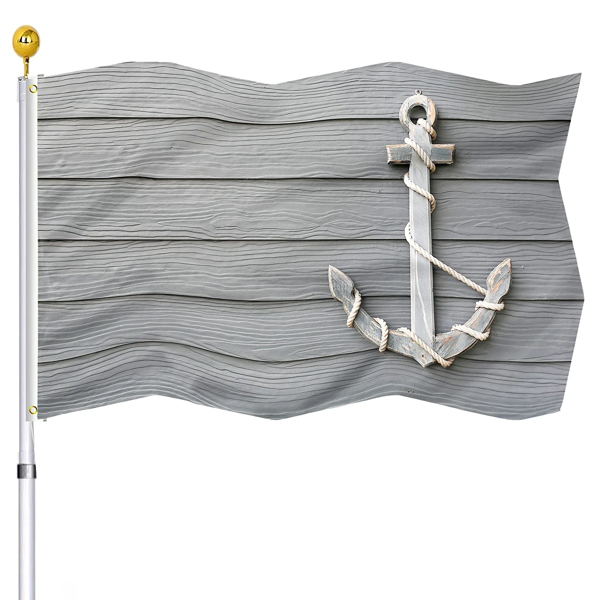 White Nautical Anchor Flag Navy Blue Background Premium Hosue Flag Holiday Party Decorative Flag with Brass Grommets for Outdoor