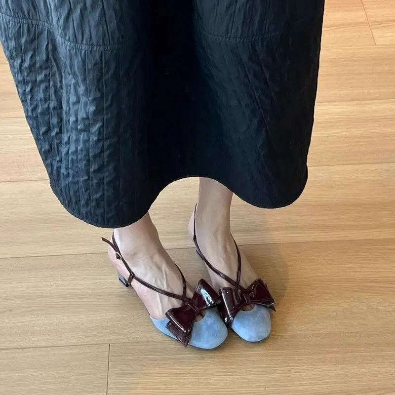 

Bow High Heels Women's Sandals Mary Jane Shoes Summer Elegant Dress Chunky Shoes Woman Slippers Slingback Sandalias