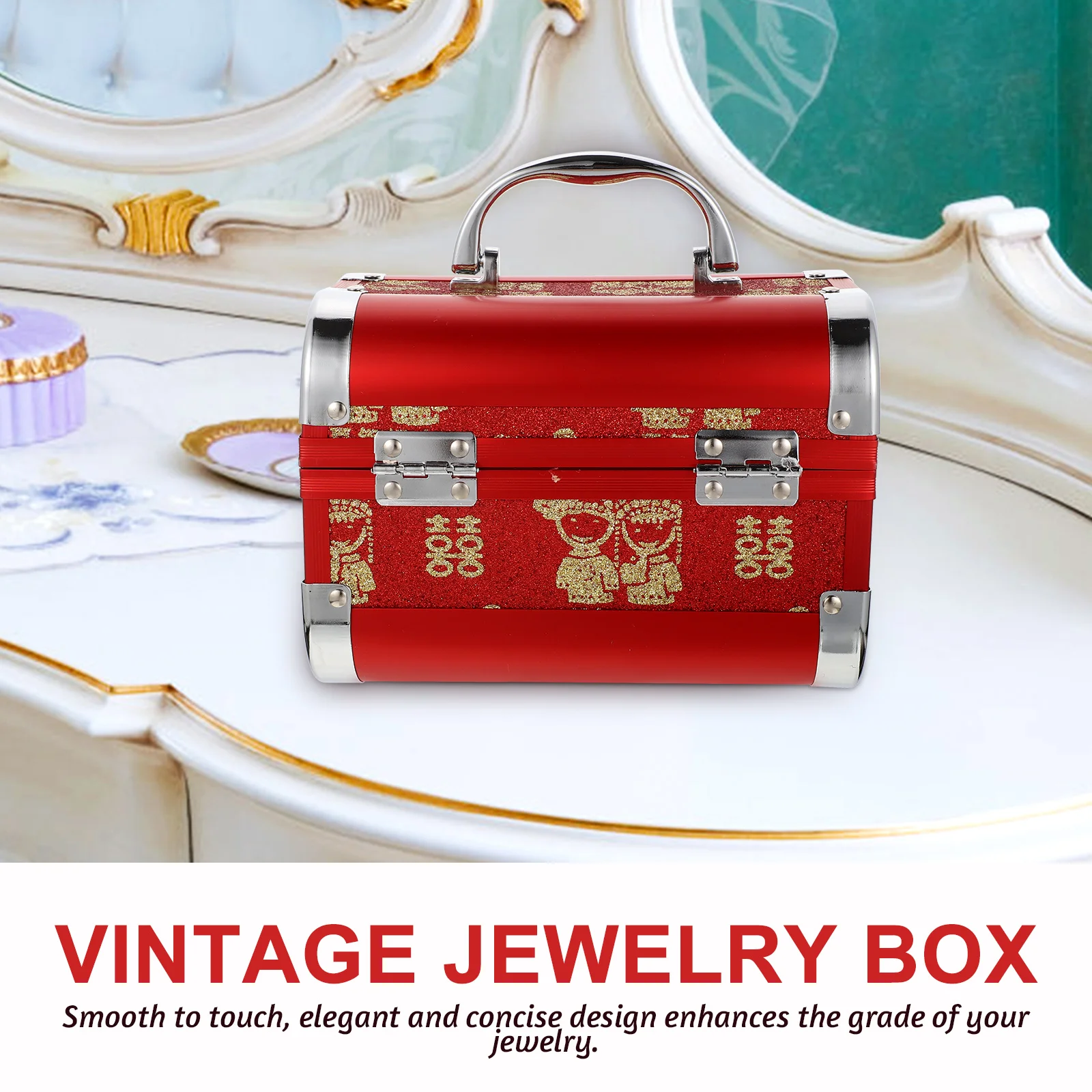 

Retro Style Organizer Women Ring Storage Case Small Wood Jewelry Case Dust Protection Earring Bracelet Necklace Holder Household