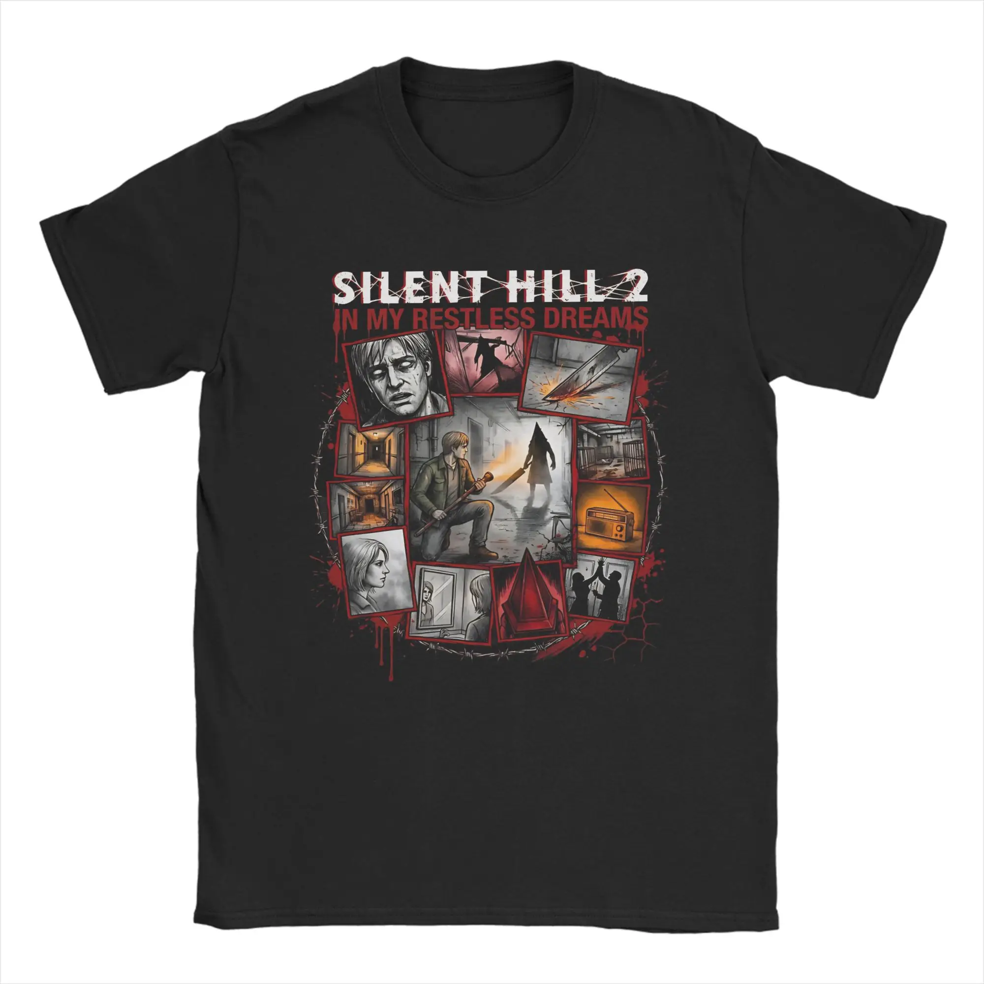 Pyramid Head Silent Hill 2 Remake Horror Monster Collage Popular T-Shirts Couple O-Neck Oversized Top Tees Short-Sleeve Tops