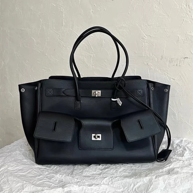 

2025 Fashion Microfiber Leather Tote For Women Designer Folds Lock Buckle Shoulder Bag Mulitple Pocketa Large Capacity Handbags