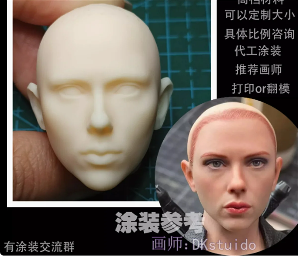 

Scarlett Johansson 1/6 Feamle Head Sculpture 3D print Movie Star Women Toys 1/6 Carved Model Fit 12" Action Figure
