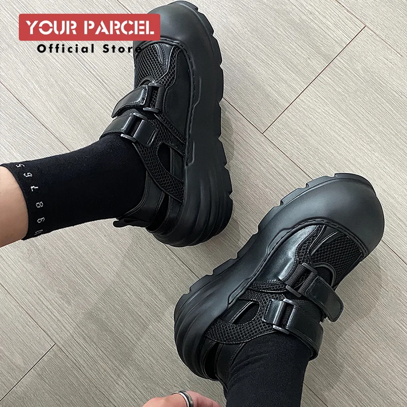Height increasing 7CM big head sandals for men in the summer of a new niche hollow out soft foot feel trendy dad shoes