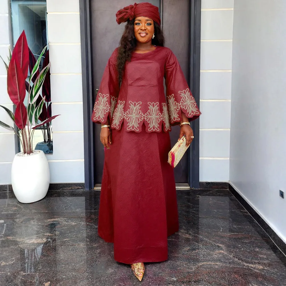 

African Clothes for Women 2 PCS Sets Tops And Skirts Suits Dashiki Ankara Outfits Gown Plus Size Wedding Party Dresses 2025