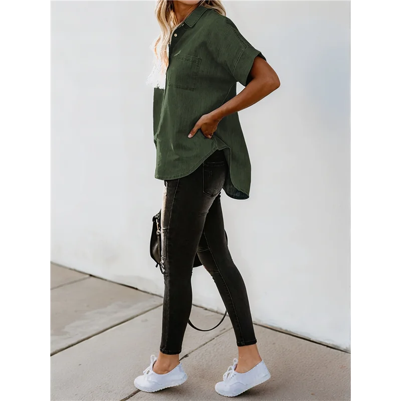 

AG-Womens Button Down Shirts V Neck Loose Casual Shirt