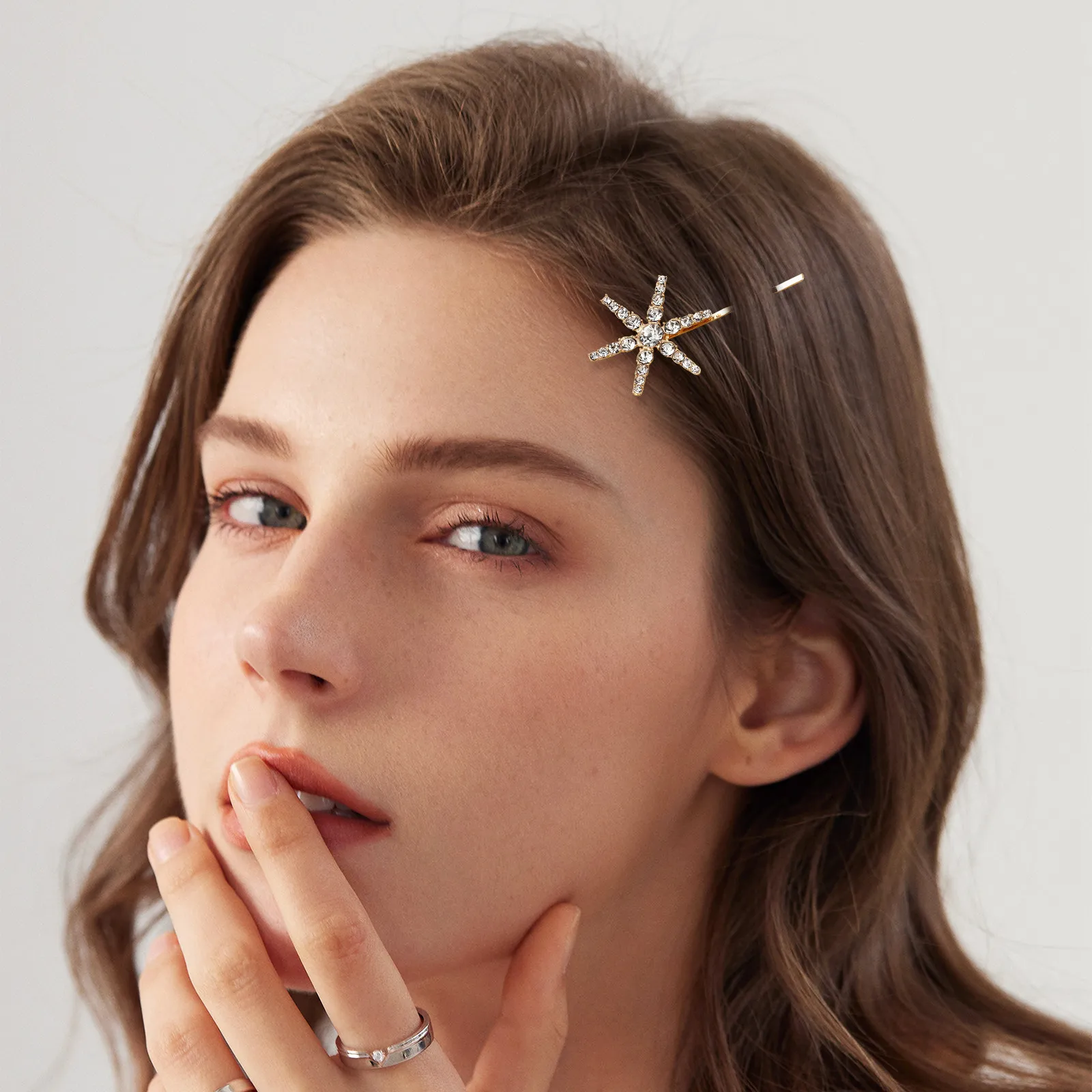 

5Pcs Alloy Star Rhinestone Hair Clips Side Barrettes Hair Accessories Lightweight Party Wedding Prom for Women