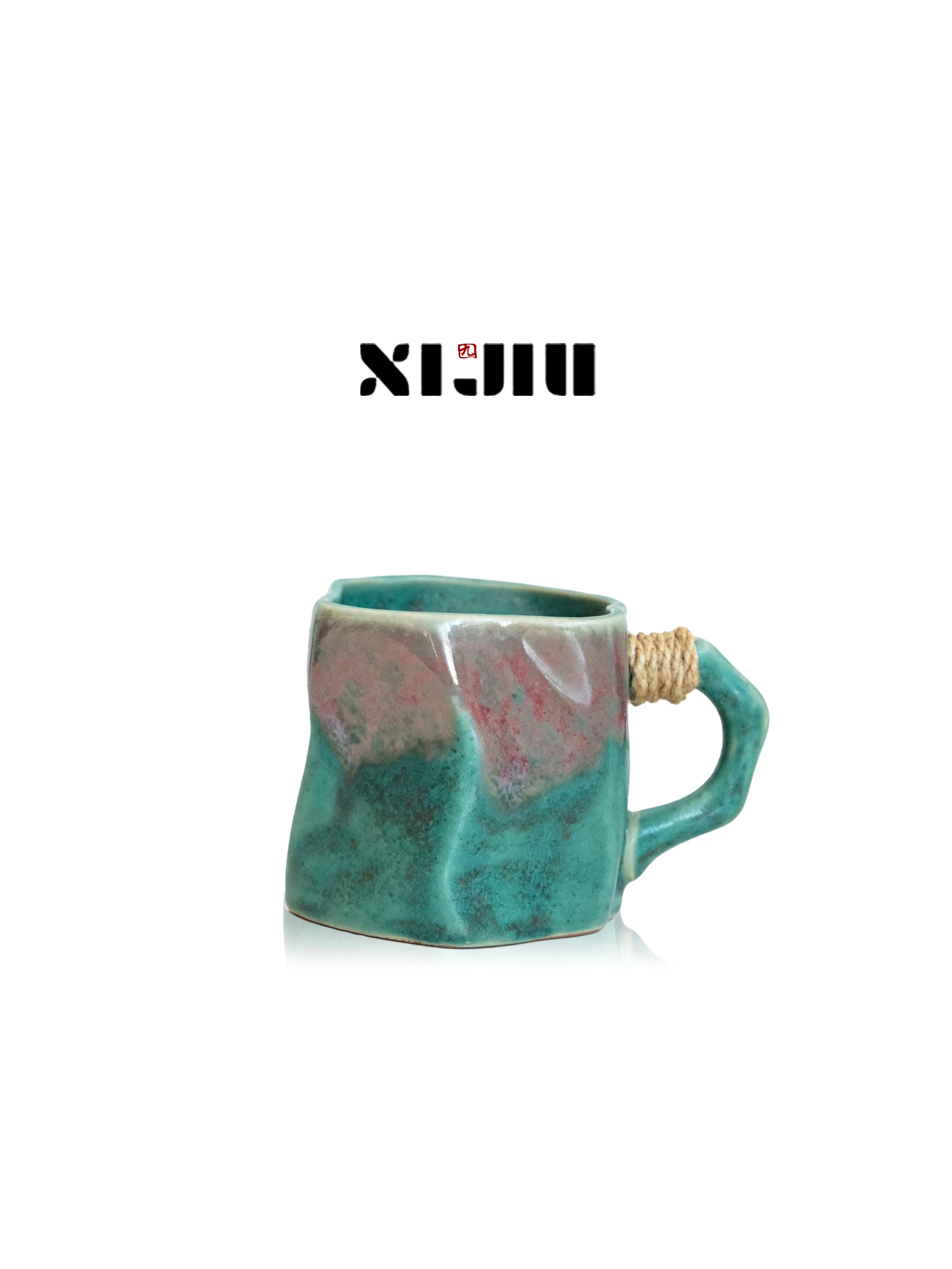 Handmade Ceramics Tea Cup Gradient Green Color with Moss Design Chacohol Style Simple And Modern Small  Feel Gift Box