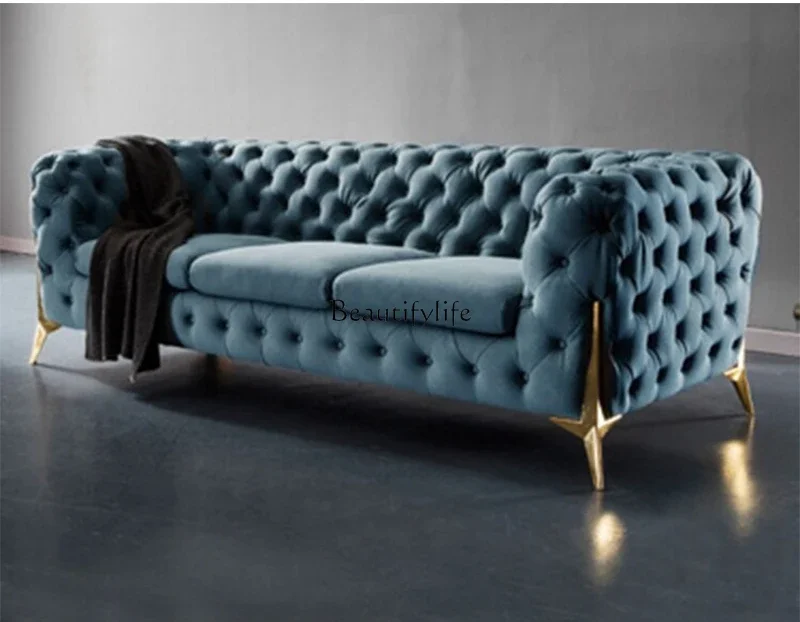 

LX1Light luxury sofa Italian light luxury velvet buckle fabric sofa simple American style