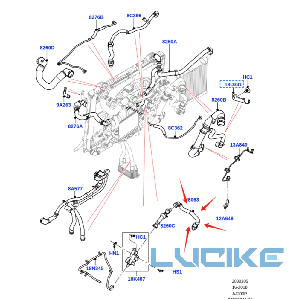 Suitable for 17 star pulse 2.0T water hose OEM LR140816