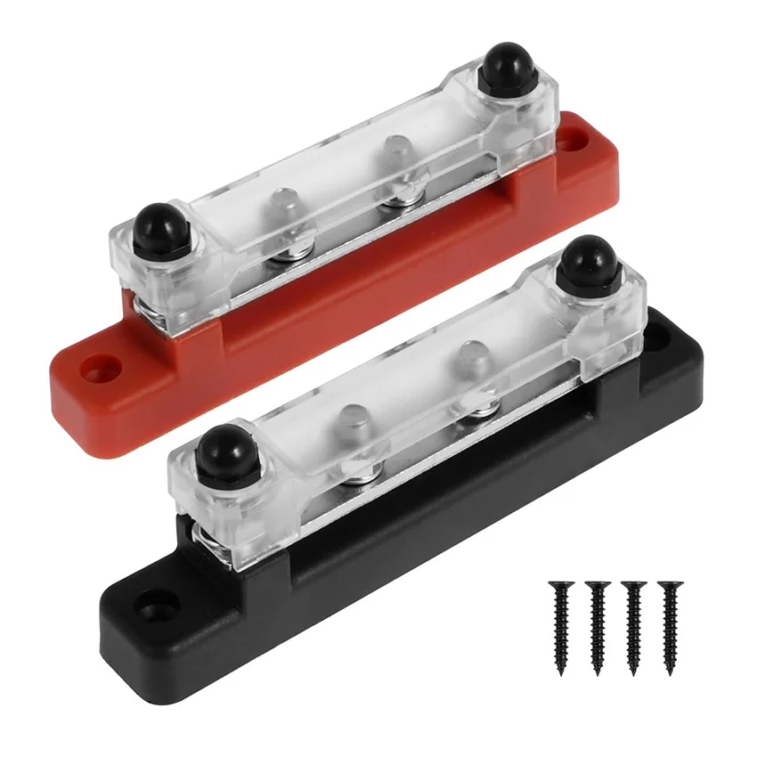 

Клеммный блок на 4 порта 150А 48В с крышкой, клеммные шпильки M6, шина для автомобиля, лодки, солнечных систем