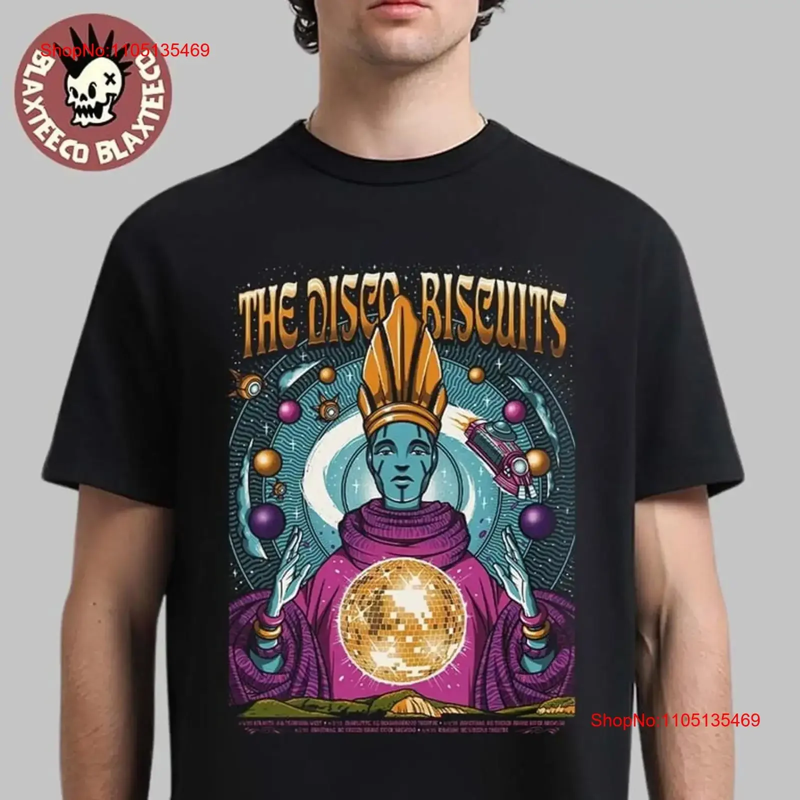 

Футболка The Disco Biscuits 30 Years Tour 2025 Space Wizard Art June Dates, винтажный стираный топ для повседневной носки, мода