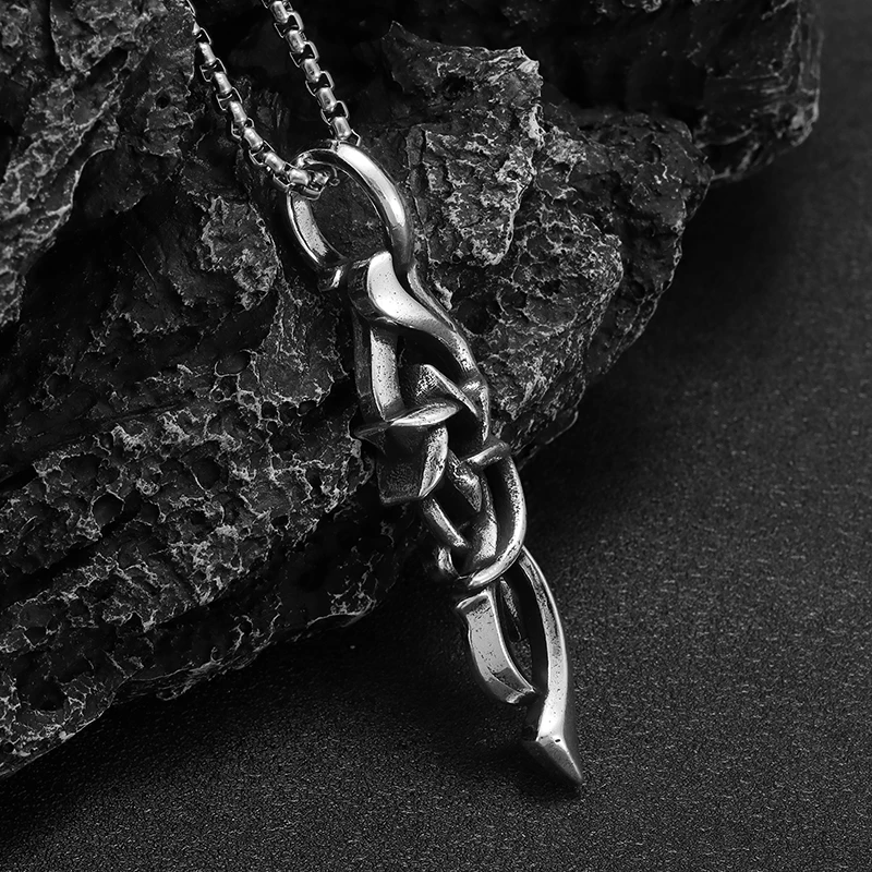 Retro Punk Hexagonal Star of David Stainless Steel Necklace Vine David Shield Pendant Israeli Jewish Men's Jewelry