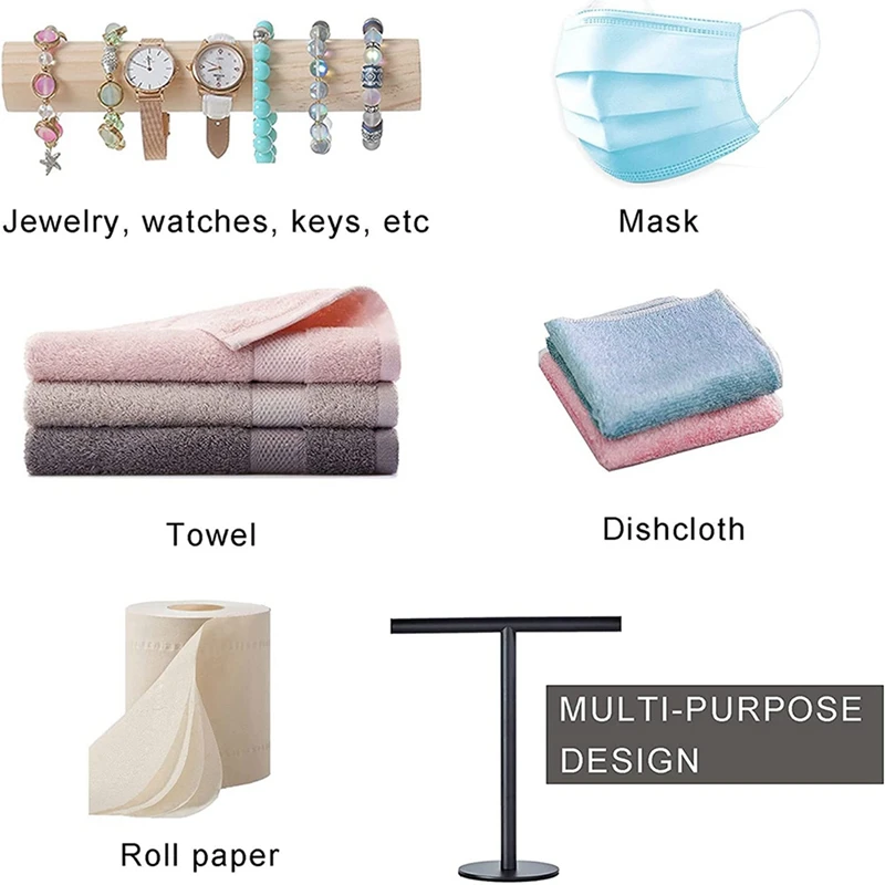 Hot Modern Portable Hand Towel Holder Stand For Bathroom Stainless Steel Countertop Towel Rack Stand Brushed Matte Black