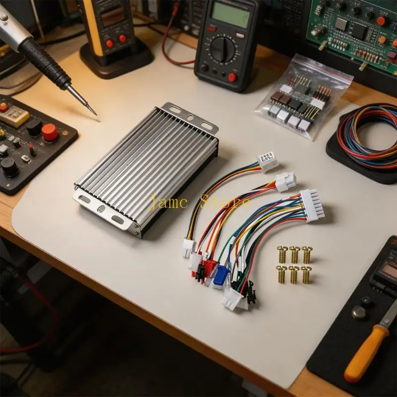 LX0B Low Noise E Bike Brushless Controller, 50A Replacement Unit with Three-Mode Input and Aluminum Housing for Motor Service