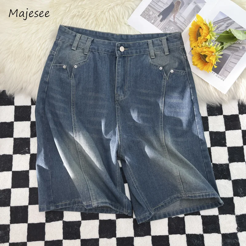 

Jeans Men Japanese Style Washed Denim Trousers Chic Ins All-match High Street Knee Length Hip Hop Simple Summer Leisure College