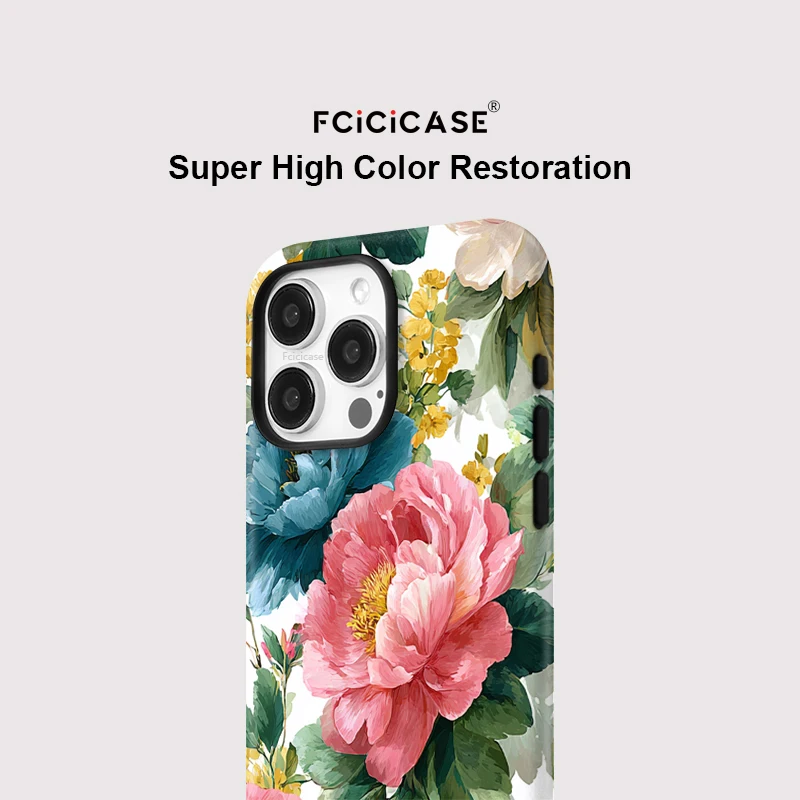 Fcicicase Shockproof Phone Case For iPhone 17 Air 16 15 Plus 14 13 12 11 Pro Max Matte Magnetic For Magsafe Flower Print Cover