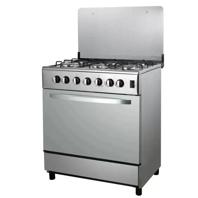Gas Stove with Oven Vertical Connected, 6 Burners, Gas Fired Oven with 120L Automatic Ignition, Up and Down