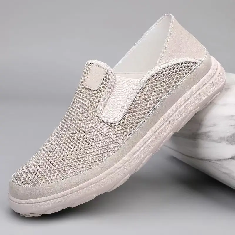 Men Mesh Big Size Slip On Casual Shoes Spring Summer New Soft sole Shallow Slip On Lightweight Walking Shoes Lazy Slippers