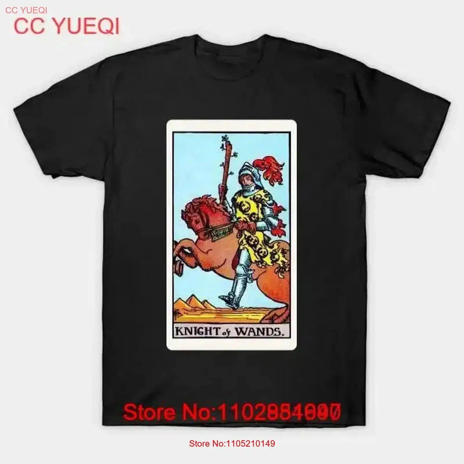 Card 33 Knight Of Wands Rider Waite Smith Tarot T Shirt S 5XL Fast Shipping vintage Washed Slightly streetwear Breathable