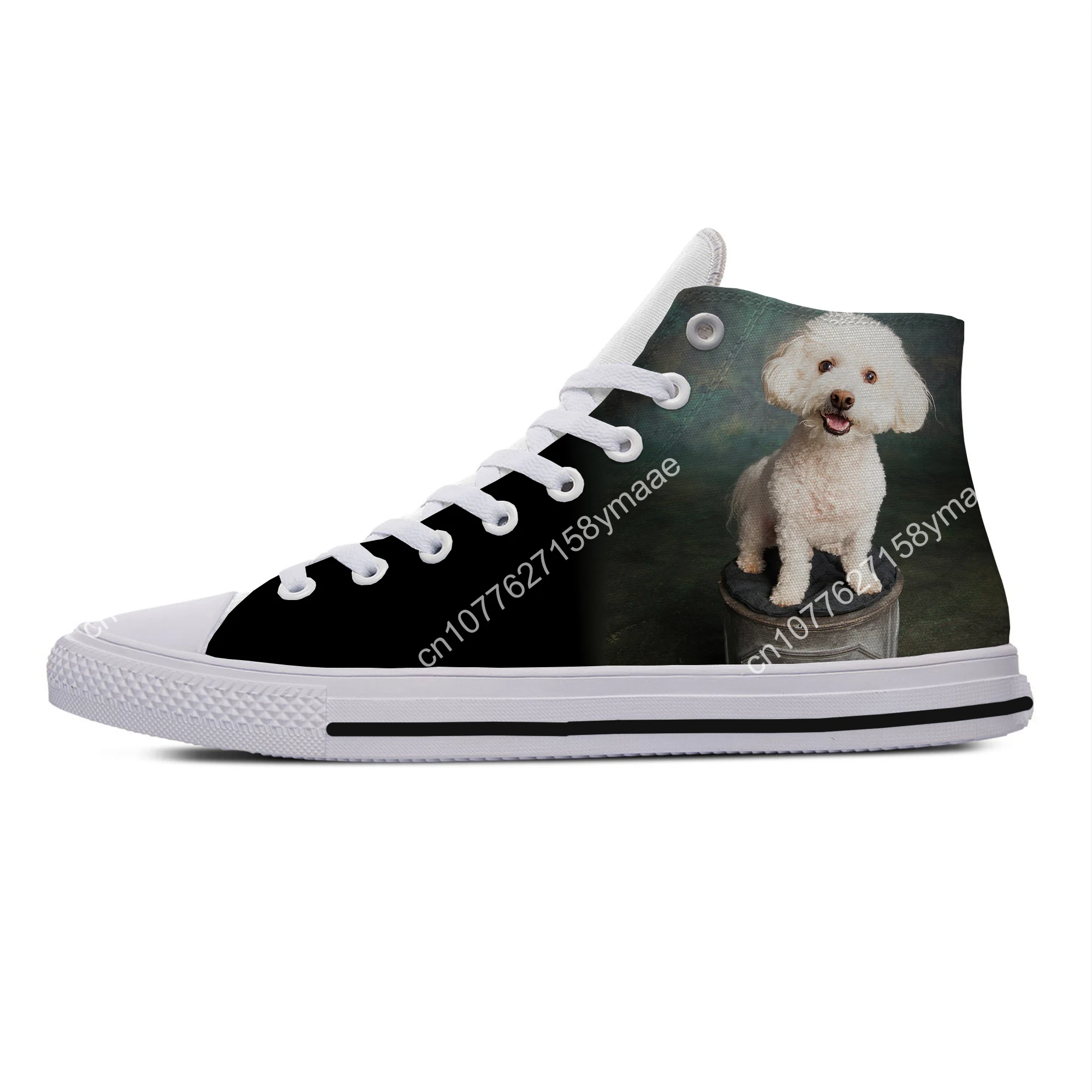 Hot Cool Bichon Frise Animal Dog Cut Kawaii Lightweight High Top Canvas Shoes Men Women Casual Sneakers Classic Board Shoes