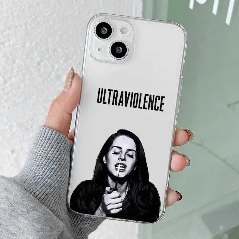 Fashion Singer Lana Del Rey Kraft Poster Clear Phone Case for iPhone 15 13 11 12 14 Pro XS Max X XR 8 Plus SE Transparent Fundas