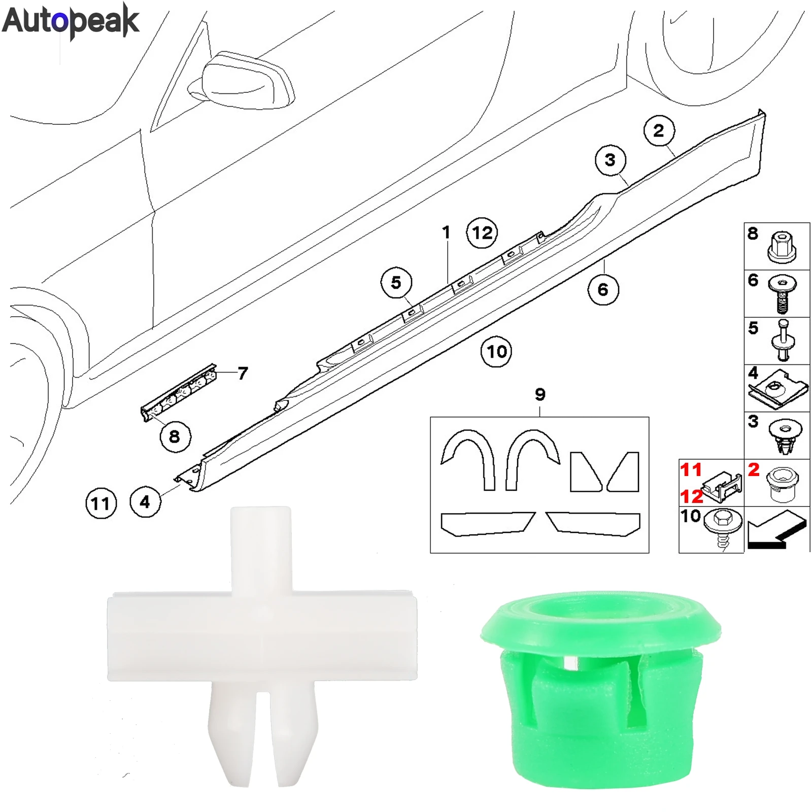 20PCS Door Body Trim Moulding Clip Clamp Set For BMW E34 525i 525iT 530i 535i 540i M5 51131946258 51711932996 Car Accessories